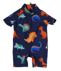 Tmavomodrý UV overal s dinosaury Next