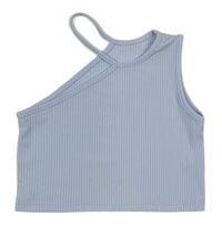 Svetlomodrý rebrovaný crop top Shein