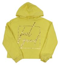 Žltá crop mikina s nápisom a kapucňou River Island