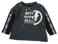 Šedo-černé triko s nápisy Pink&Blue 