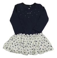 Tmavomodro-bílé šaty s pírky Absorba