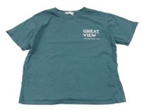 Modrošedé tričko s potlačou Zara