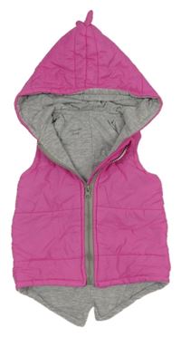 Ružová šušťáková prešívaná zateplená vesta s kapucňou