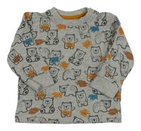 Sivé melírované tričko s medvedíkmi Topomini