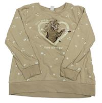 Béžová kytičkovaná mikina s koníkem Topolino 