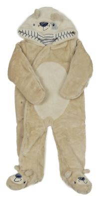 Béžová chlupatá zateplená kombinéza s kapucí M&Co.