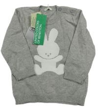 Nové - Šedý svetr se zajíčkem Benetton