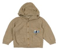 Béžový melírovaný prepínaci sveter s balonky a kapucňou Lupilu