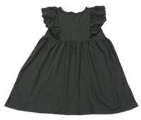 Tmavosivé bavlnené šaty s volánikmi H&M