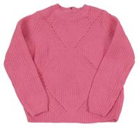 Ružový vzorovaný žinylkový sveter F&F