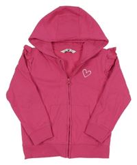 Ružová prepínaci mikina s volánikmi a kapucňou V by Very