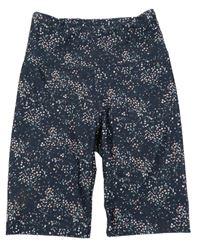 Tmavomodré vzorované športové elastické kraťasy