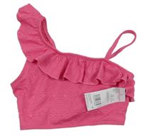 Nové - Ružový crop děrovaný top s volánikmi F&F