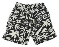 Čierno-biele kvetované plátenné kraťasy H&M
