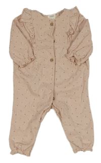 Svetloružový kvetovaný overal s volánikmi Mamas&Papas