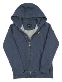 Tmavomodrá propínací mikina s nášivkou a kapucí Lyle&Scott