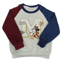 Sivo-tmavomodro-vínová mikina s Mickeym Disney