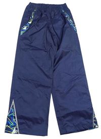 Tmavomodré šušťákové nepromokavé nohavice so vzorom X-MAIL