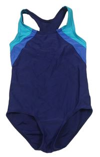 Tmavomodro-modro-tyrkysové jednodielne plavky George