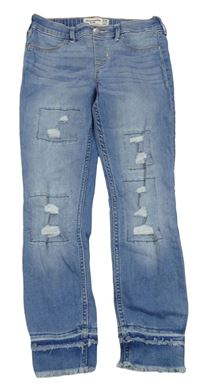 Světlemodré slim teplákové crop rifle s prošoupáním Abercrombie&Fitch