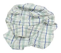 Bielo-tmavomodro-světlemodro-zelená kockovaná šiltovka