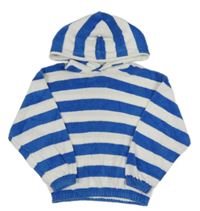 Námořnicky modro-bílá pruhovaná froté crop mikina s kapucí Mothercare