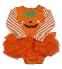 Oranžovo-bílé body s dýní a pruhy a tylovou sukní Tu