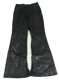 Čierne koženkové flare nohavice H&M