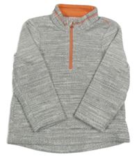 Šedo-bílá melírovaná fleecová funkční mikina s logem Quechua