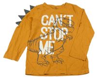 Medové triko s dinosaurem a nápisy a ostny Topolino