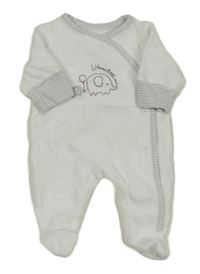 Bielo-sivý zamatový overal so sloníkem C&A