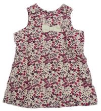 Smotanové menšestrové podšité šaty s kvietkami a mašlou H&M