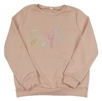 Svetloružová mikina s nápisom