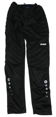Čierne športové vycpané brankárské tepláky s logom JAKO