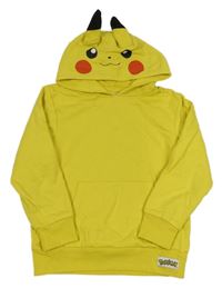 Žltá mikina s vreckom a kapucí - Pikachu