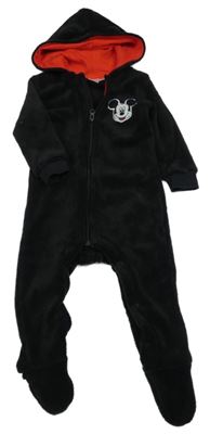 Černá plyšová kombinéza s Mickey a kapucí Disney