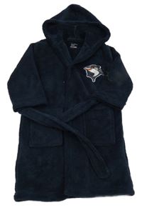 Tmavomodrý plyšový župan se žralokem a kapucí LIVARNO