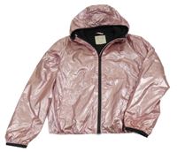 Starorůžová metalická šusťáková jarní bunda s kapucí OVS