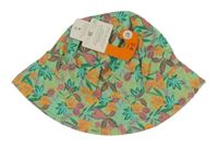 Nové - zelený riflový klobouk s kytičkami PRIMARK