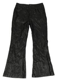 Čierne flare koženkové nohavice