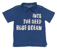 Tmavomodré polo tričko s nápisy Topolino