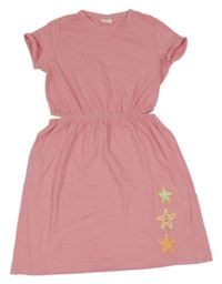 Růžové melírované šaty s hvězdicemi a průstřihy S. Oliver