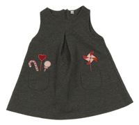 Tmavosivé melírované šaty s lízátky