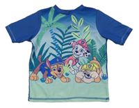 Světlemodro/zeleno-tmavomodré UV tričko s PAW PATROL C&A