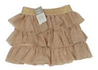 Nové - pudrovo-zlatá vrstvená tylová sukňa so cute