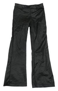 Čierne flare koženkové nohavice H&M