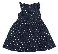 Tmavomodré srdiečkované bavlnené šaty H&M