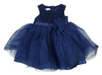 Tmavomodré tylovo/krajkové slavnostní šaty Couture Princess 