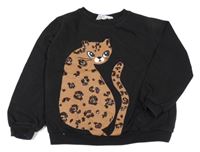 Čierna mikina s mačičkou s flitrami H&M