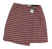Ružovo-červeno-čierna kockovaná zavinovací sukňa Primark